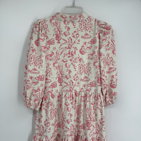 Smith & Quinn Tory Dress In Dolce Vita Size Small 3/4 Sleeves Pink White Tiered - Picture 13 of 15